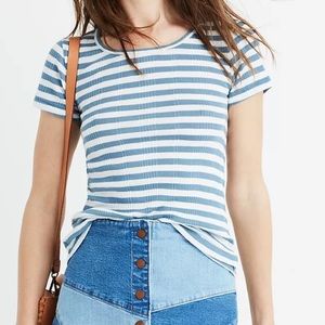 NWT Madewell Slim Ribbed Tee in Sandoval Stripe